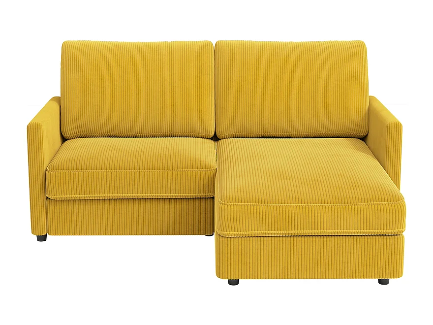 2 -Ser Ecksofa - Reversible Right / Linkswinkel - 180 x 140 x 86 cm - in geripptem Samtstoff - max. 300 kg Last - Senfgelb