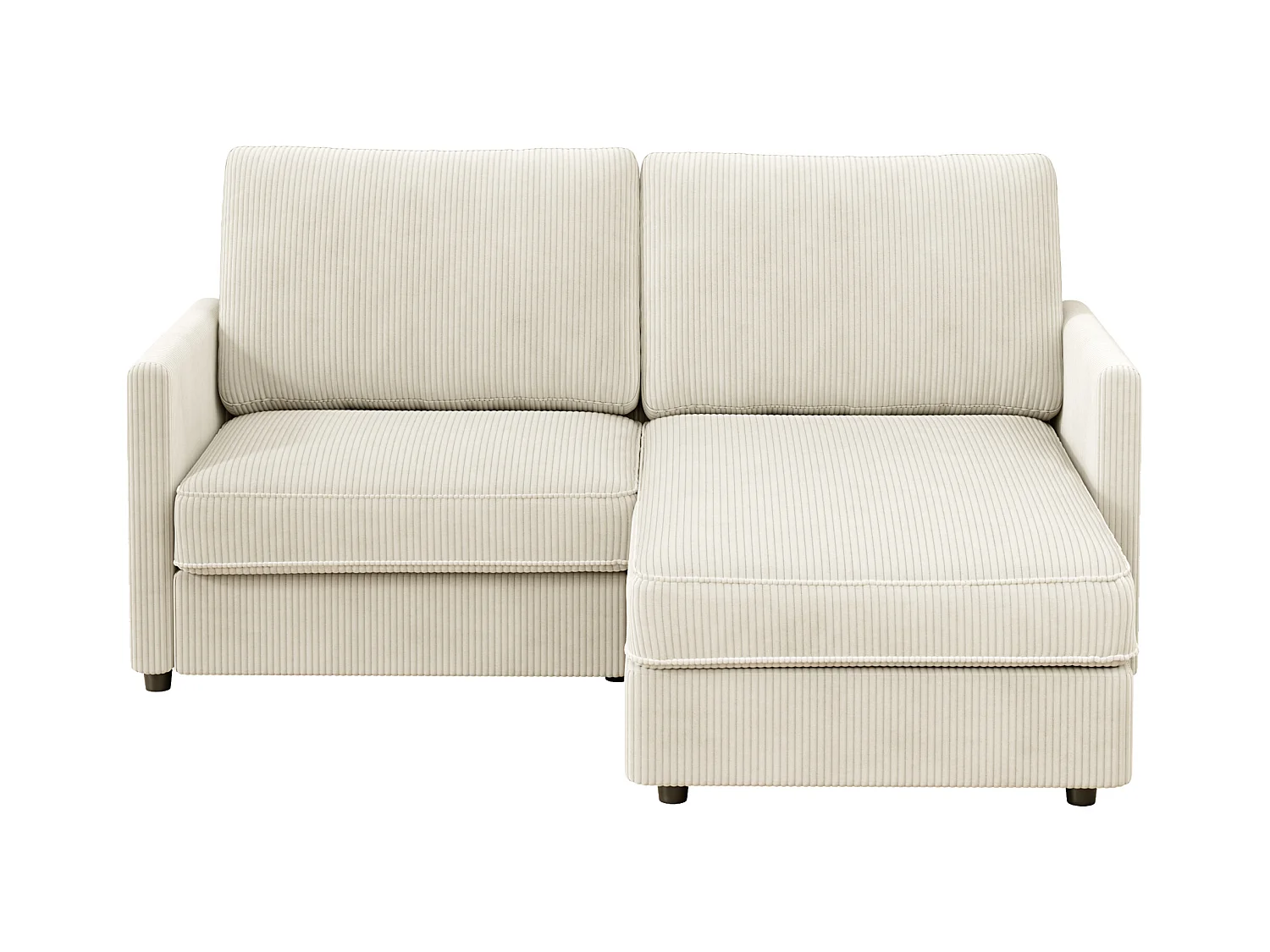 2 -Seer Ecksofa - Reversible Right / Linkswinkel - 180 x 140 x 86 cm - in geripptem Samtstoff - max. 300 kg Last - Beige