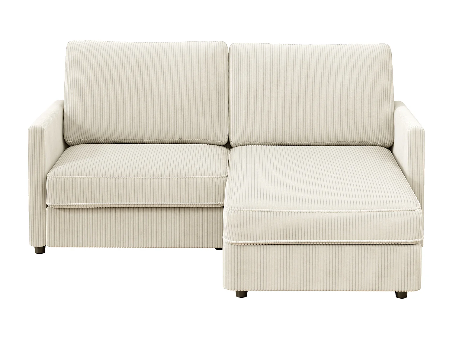 Canapé d'angle 2 places - angle droit / gauche réversible - 180x140x86cm - en Tissu Velours côtelé - Charge max 300kg - Beige