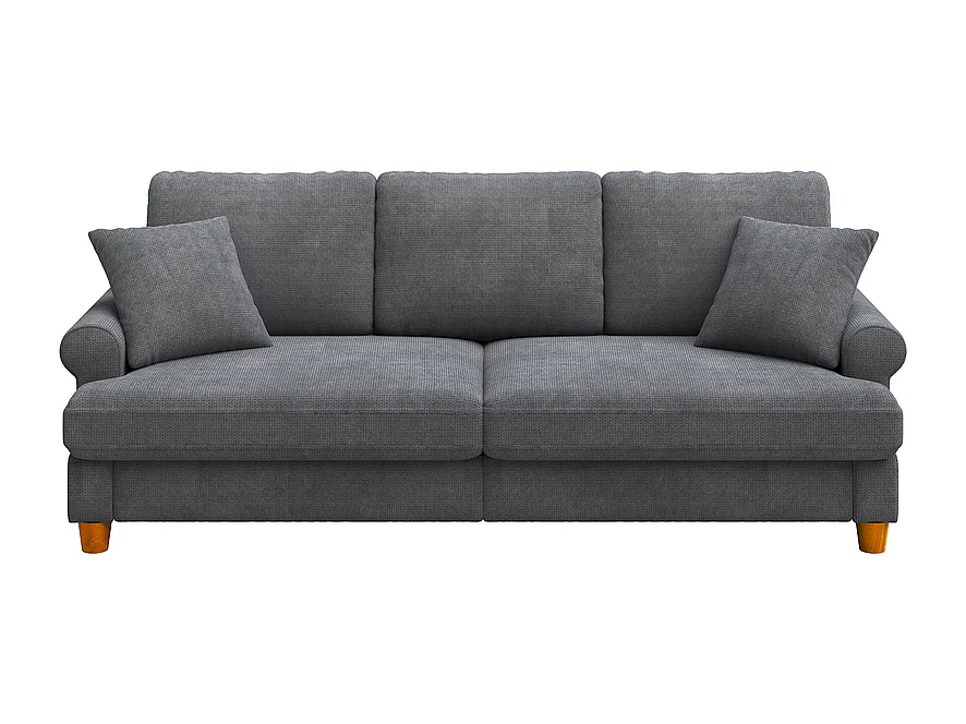Canapé confort 3 places, Tissu en Chenille, avec accoudoirs,coussins et 2 oreillers, Charge max 365 kg - 220x76x86 cm