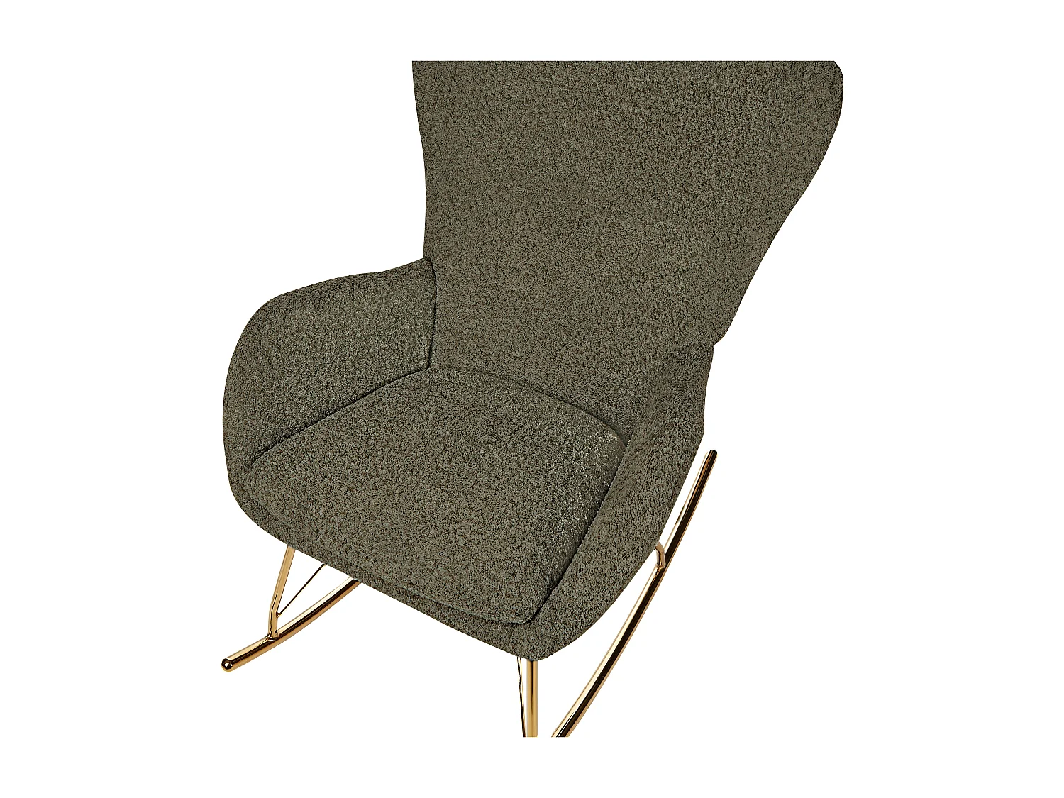 Schaukelsessel Bouclé Stoff grün / gold Schaukelstuhl modern elegant edel Anaset