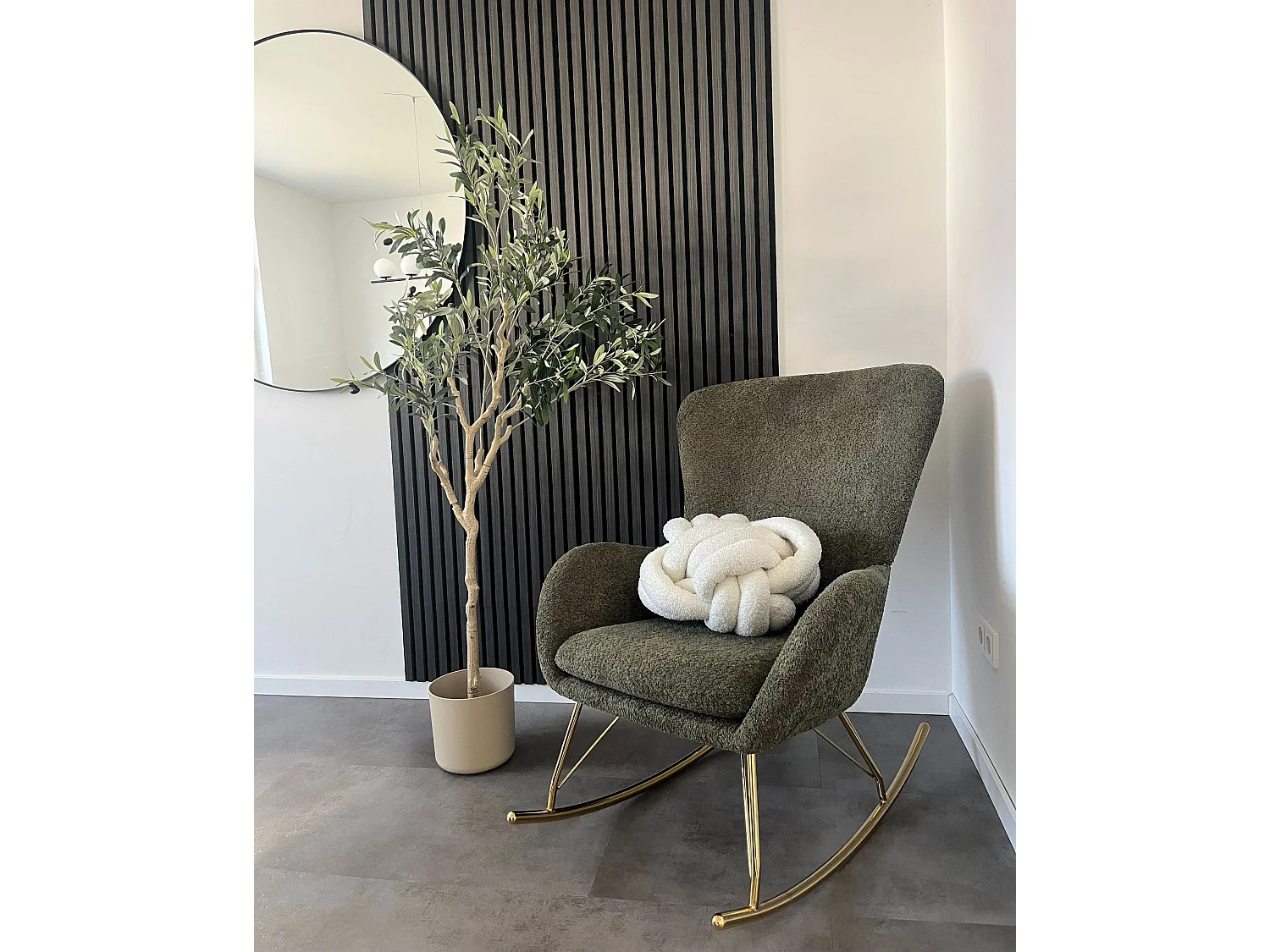 Fauteuil à bascule ANASET Bouclé Vert foncé