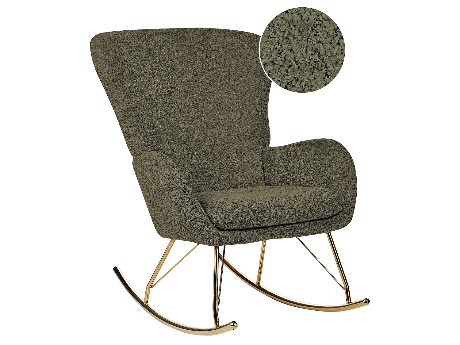 Fauteuil à bascule ANASET Bouclé Vert foncé