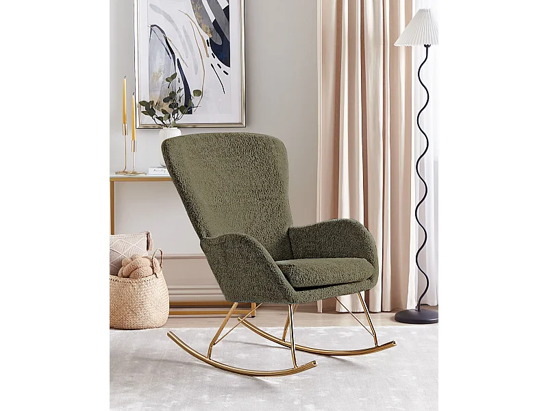 Poltrona a dondolo ANASET Bouclé Verde scuro