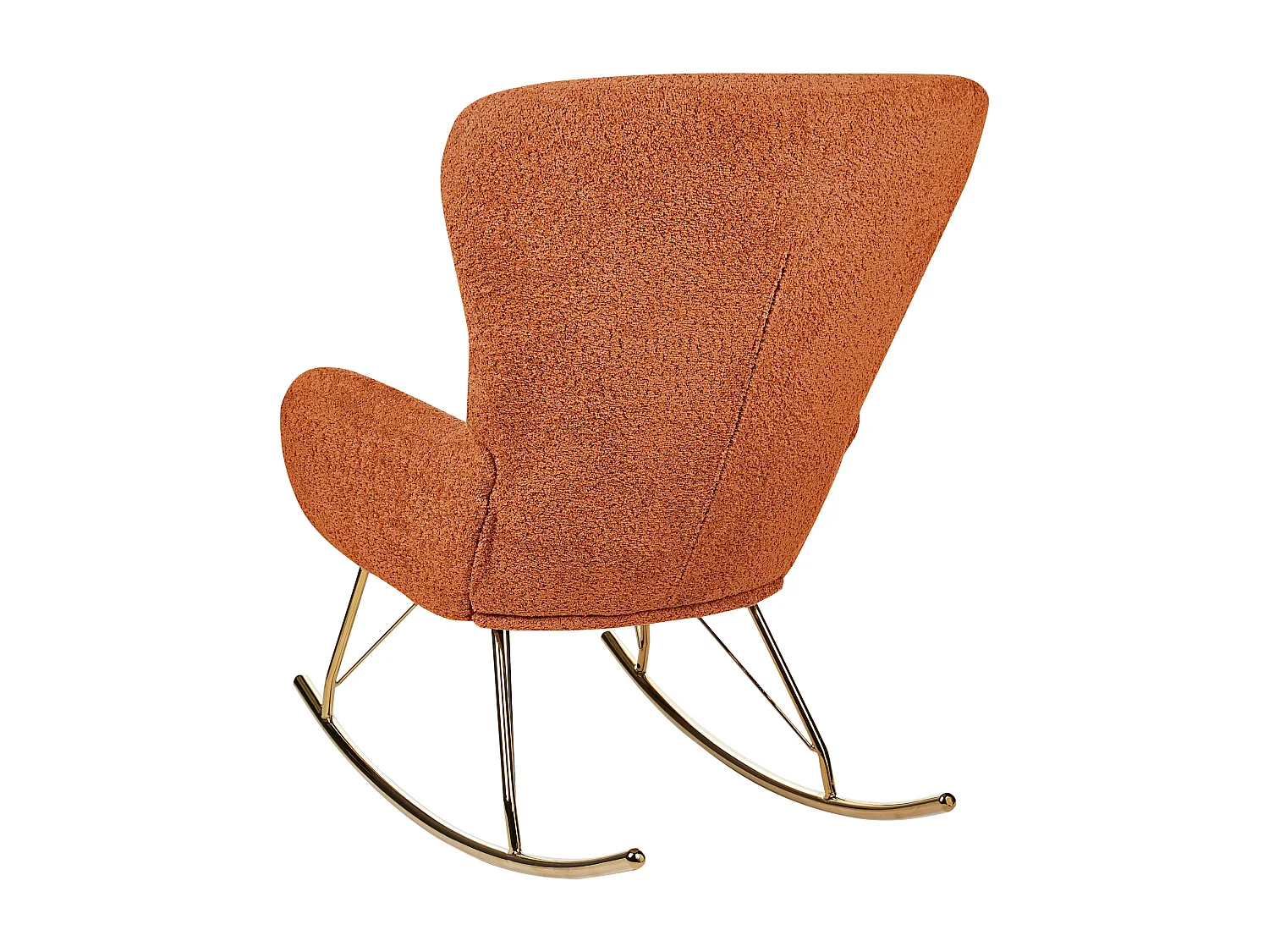 Schaukelsessel Bouclé Stoff orange/gold Schaukelstuhl modern elegant edel Anaset