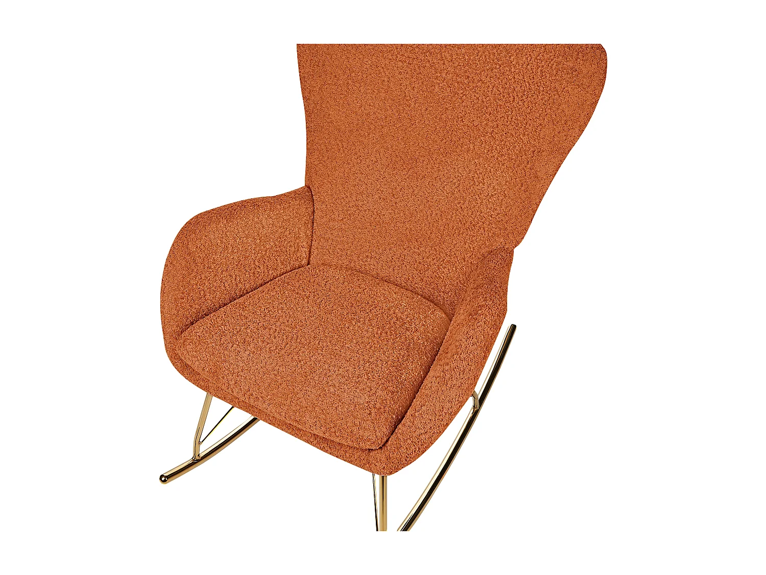 Schaukelsessel Bouclé Stoff orange/gold Schaukelstuhl modern elegant edel Anaset