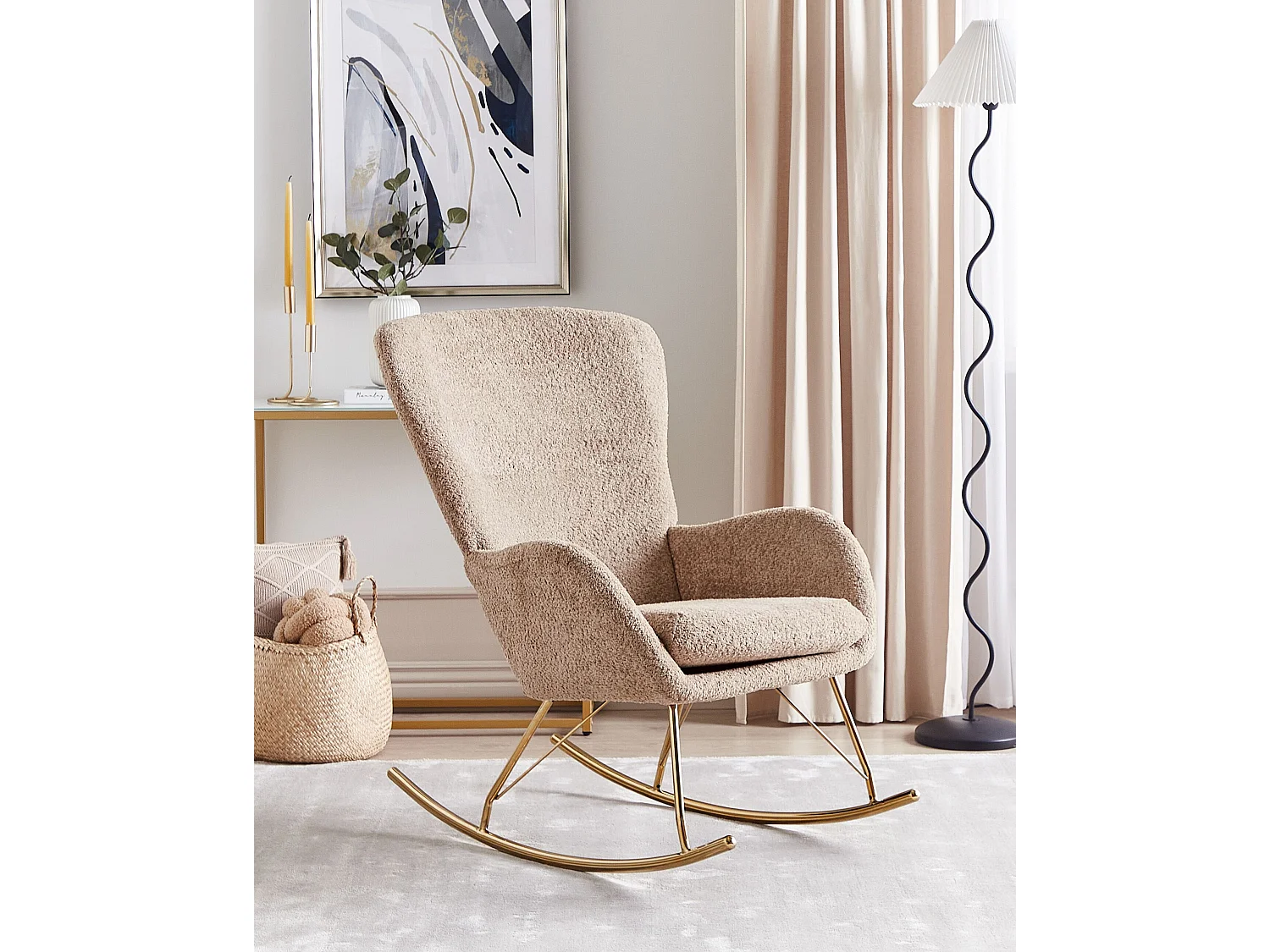 Schommelstoel ANASET Bouclé Zandbeige