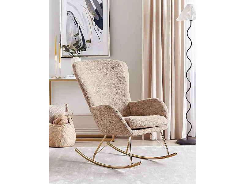 Poltrona a dondolo ANASET Bouclé Beige sabbia
