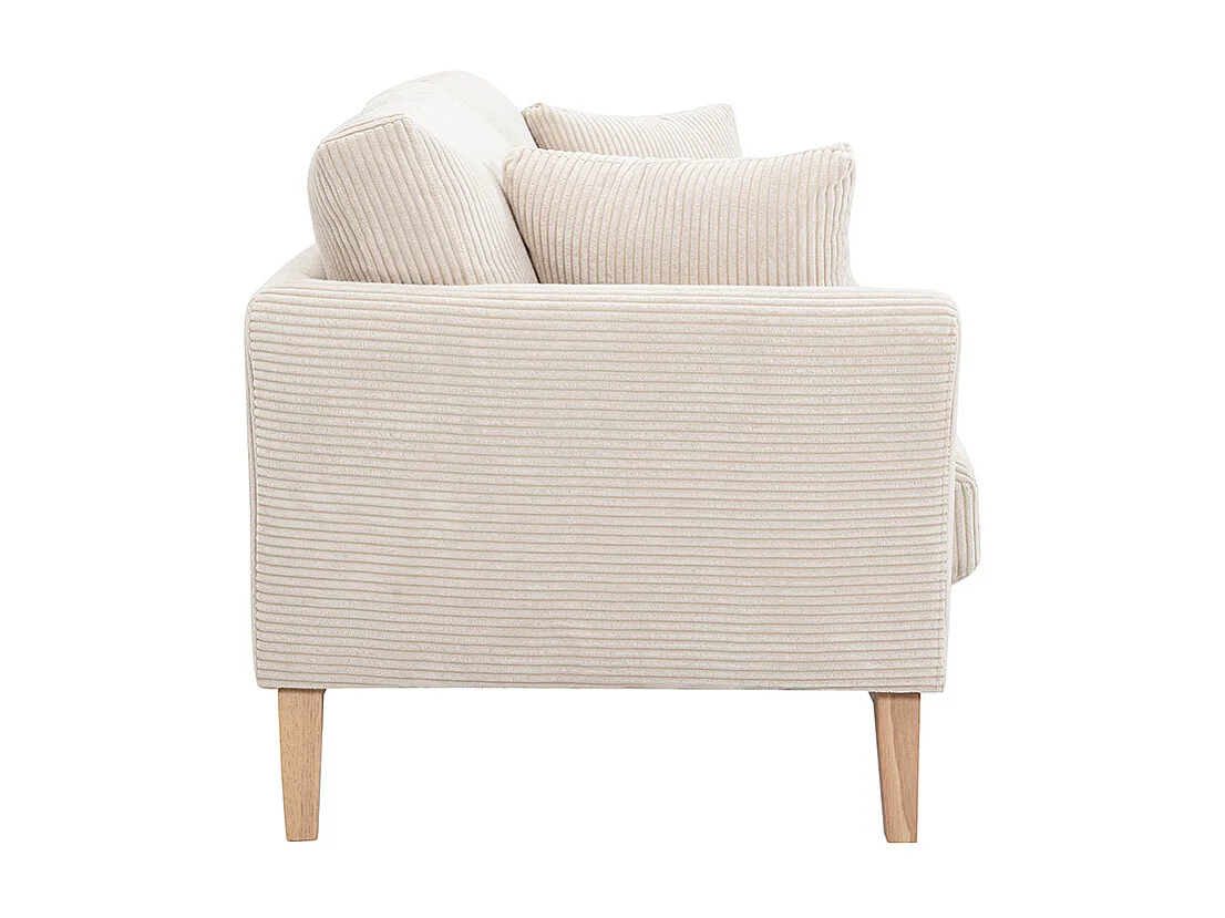 3-sitziges skandinavisches Sofa mit beigem abnehmbarem Bezug und Holzfüßen OSLO