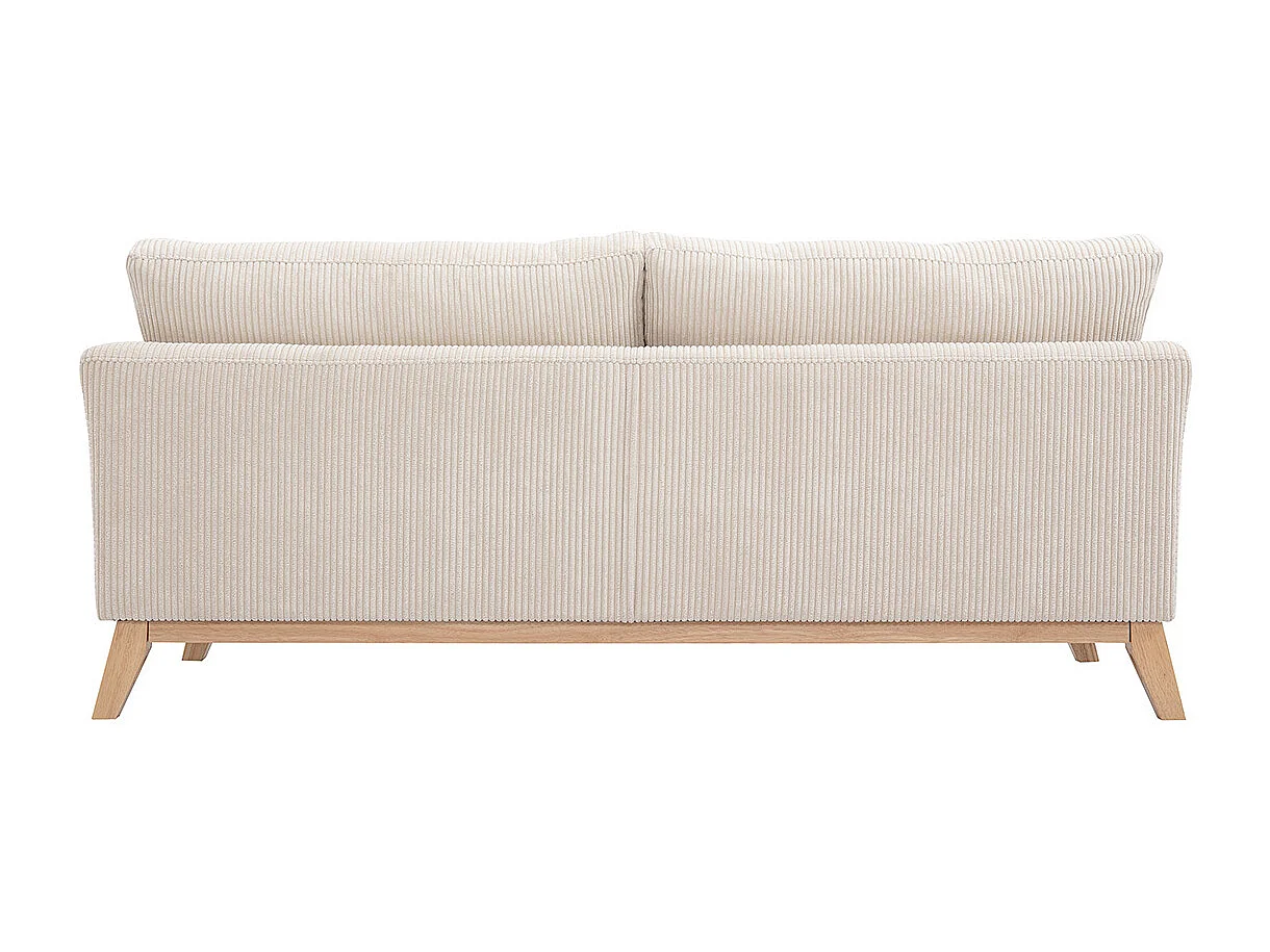 3-sitziges skandinavisches Sofa mit beigem abnehmbarem Bezug und Holzfüßen OSLO