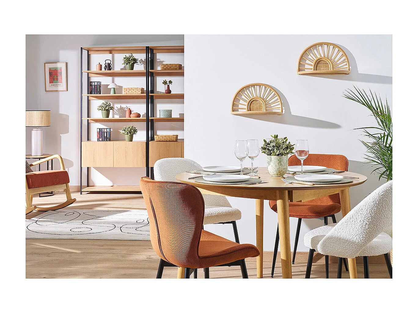 Étagères murales en rotin naturel et cannage L40 cm (lot de 2) BOW