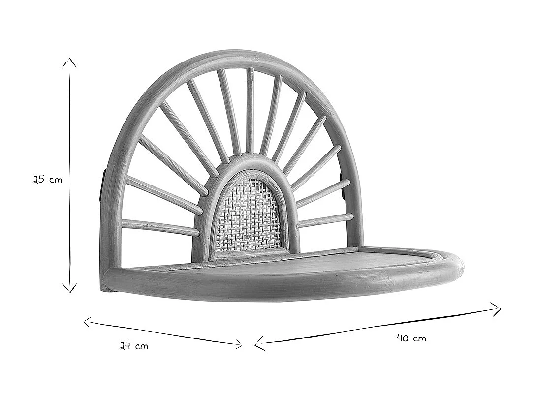 Étagères murales en rotin naturel et cannage L40 cm (lot de 2) BOW