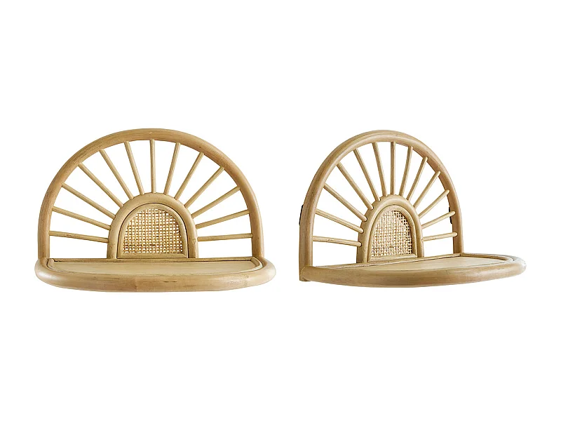 Étagères murales en rotin naturel et cannage L40 cm (lot de 2) BOW