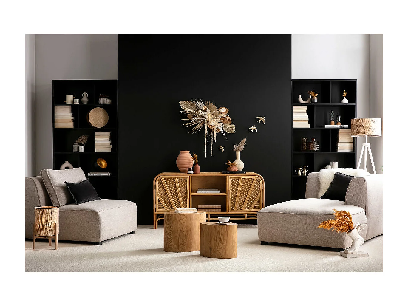 Buffet vintage en rotin 2 portes L150 cm GALON