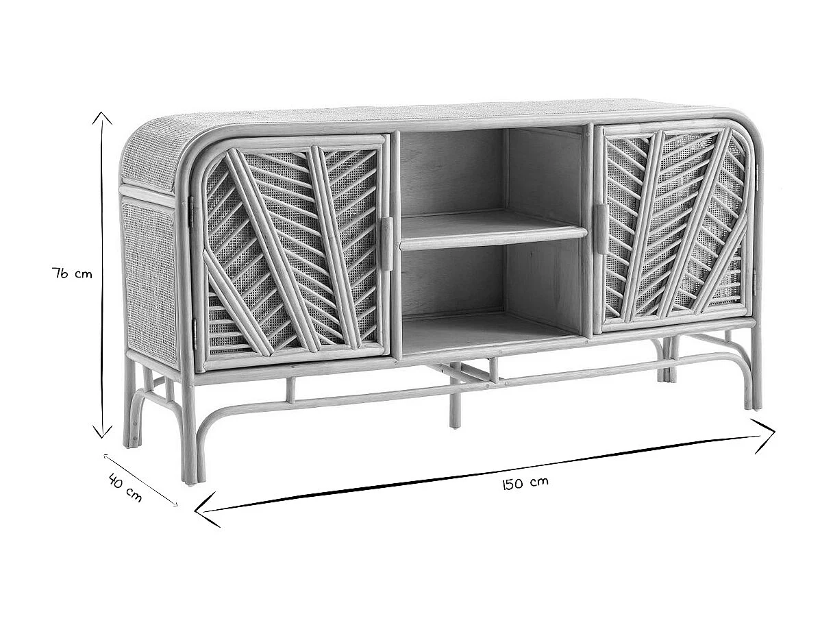 Buffet vintage en rotin 2 portes L150 cm GALON