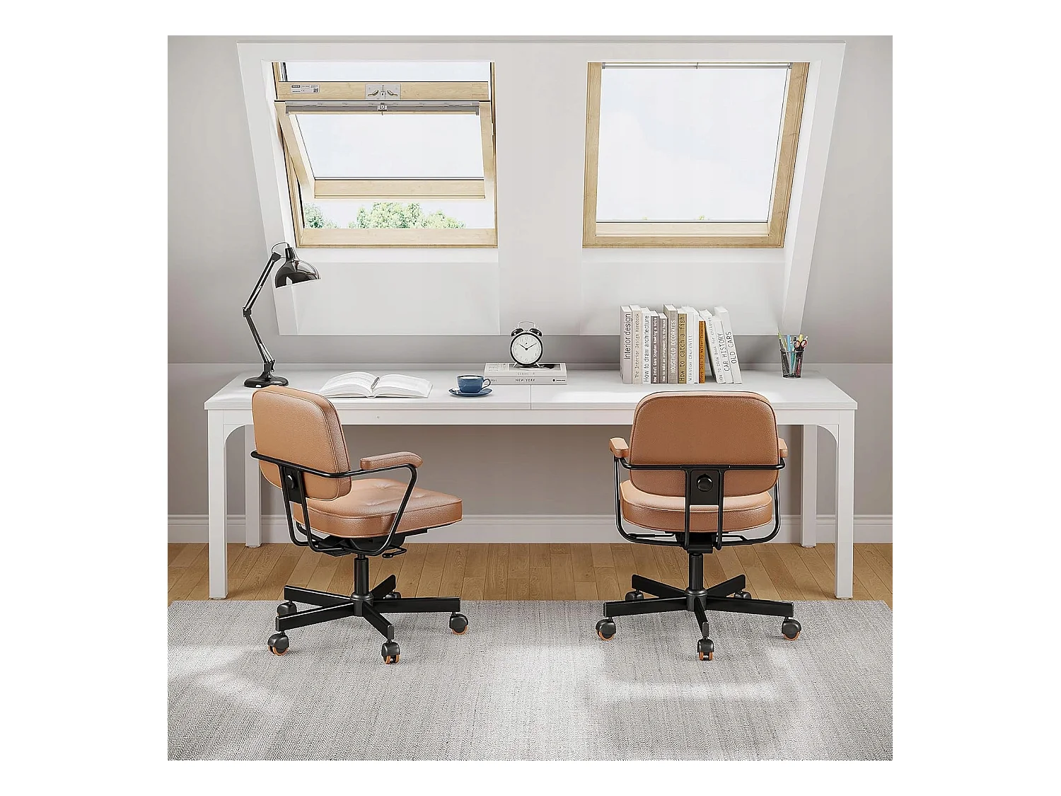 Computertisch, 200 x 70 x 75 cm, Schreibtisch für Studenten und Arbeiter, Doppelschreibtisch, langer Computertisch, Schreibtisch für Arbeitszimmer, Büro, weiß