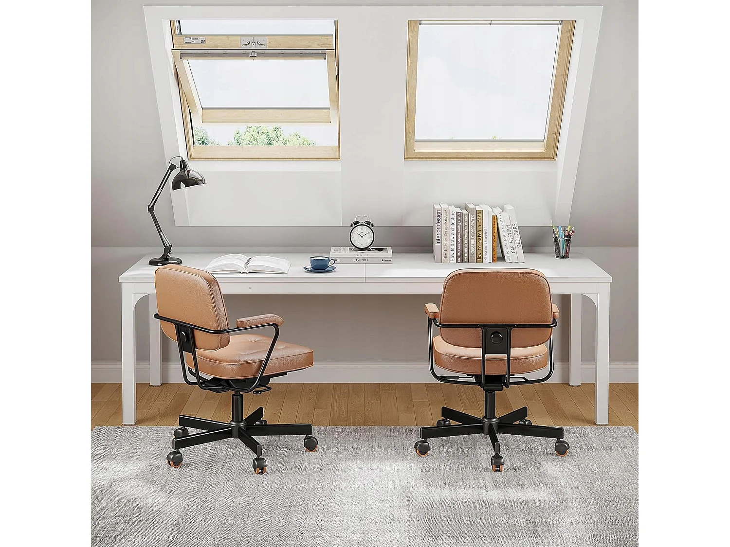 Bureau d'ordinateur, 200 x 70 x 75 cm, Bureau pour étudiants et Travailleurs, Bureau Double Longue Table d'ordinateur Bureau, Blanc