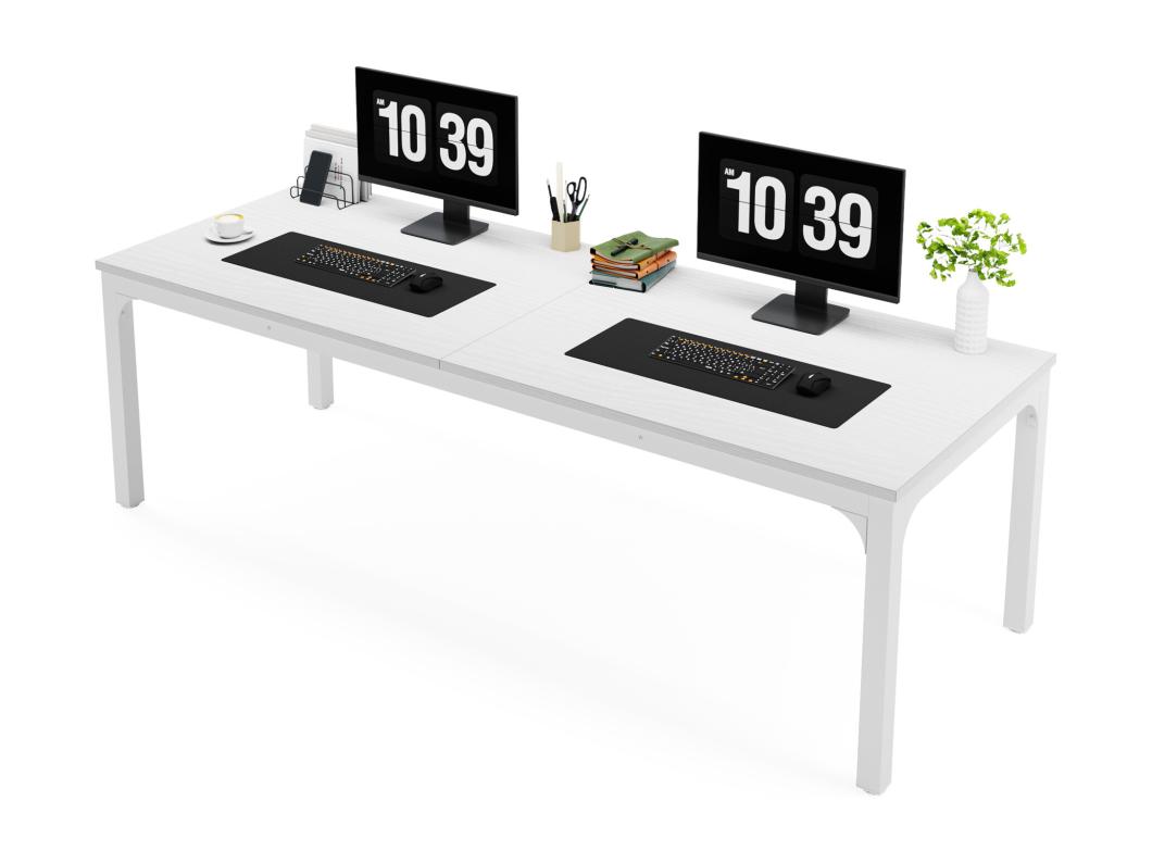 Escritorio para computadora, 200 x 70 x 75 cm, escritorio para estudiantes y trabajadores, escritorio doble, mesa larga para computadora, escritorio para estudio, oficina, color blanco