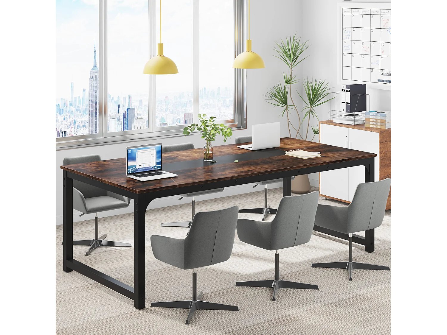 Bureau Informatique, Bureau pour Ordinateur Portable, Table d’étude, Bureau d’étude pour Le télétravail, 180 x 90 x 77 cm, Marron Rustique