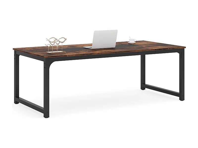 Computerbureau, laptopbureau, studeertafel, studeertafel voor thuiskantoor, 180 x 90 x 77 cm, rustiek bruin