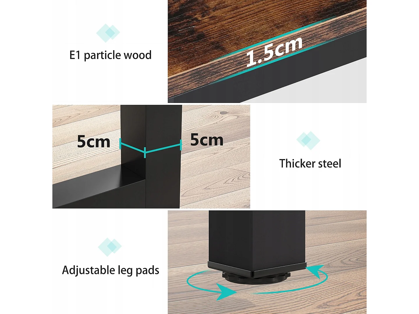 Bureau pour Ordinateur Portable,Table, Bureau d’étude pour Le télétravail, Poste de Travail pour Bureau, 180 x 80 x 75 cm