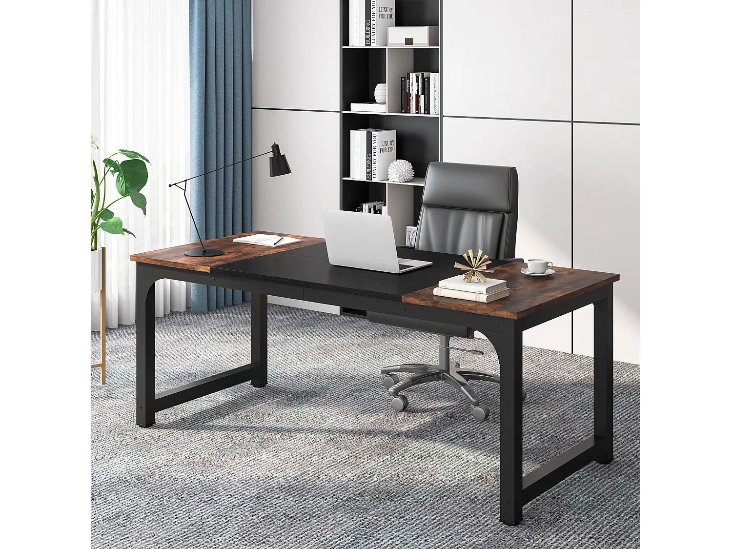 Bureau pour Ordinateur Portable,Table, Bureau d’étude pour Le télétravail, Poste de Travail pour Bureau, 180 x 80 x 75 cm