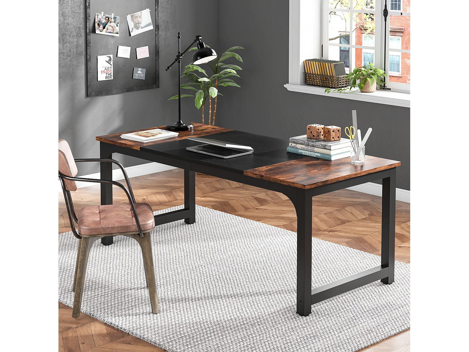 Bureau pour Ordinateur Portable,Table, Bureau d’étude pour Le télétravail, Poste de Travail pour Bureau, 180 x 80 x 75 cm