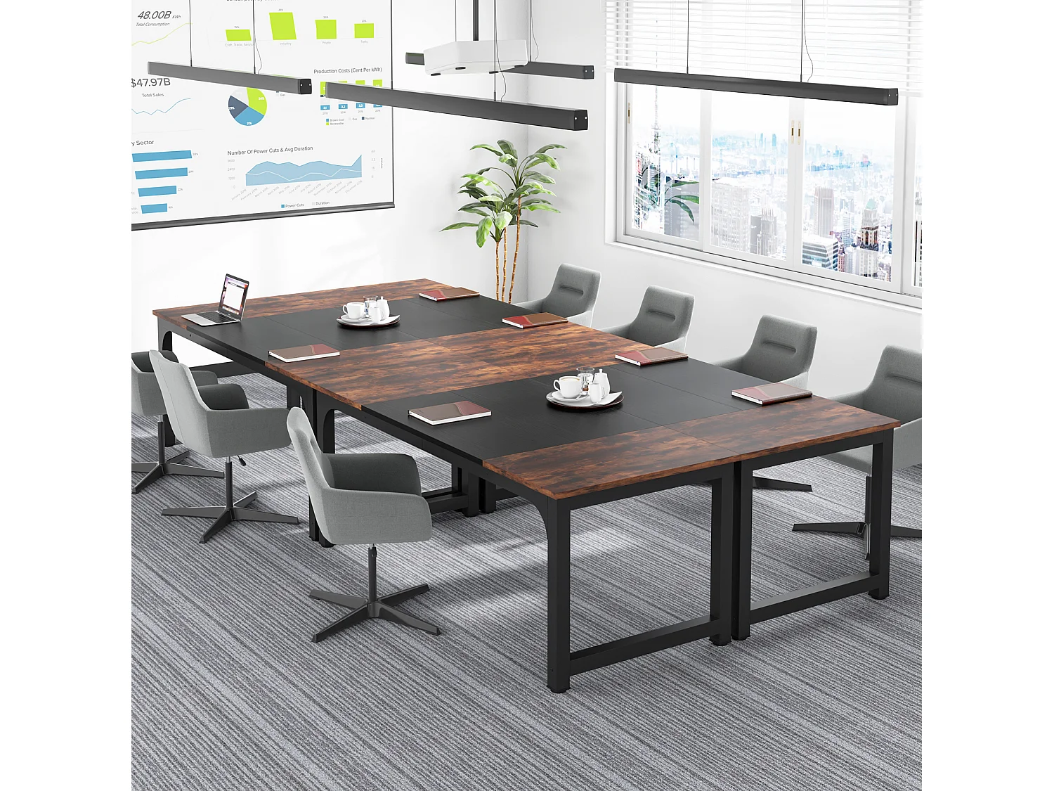 Bureau pour Ordinateur Portable,Table, Bureau d’étude pour Le télétravail, Poste de Travail pour Bureau, 180 x 80 x 75 cm