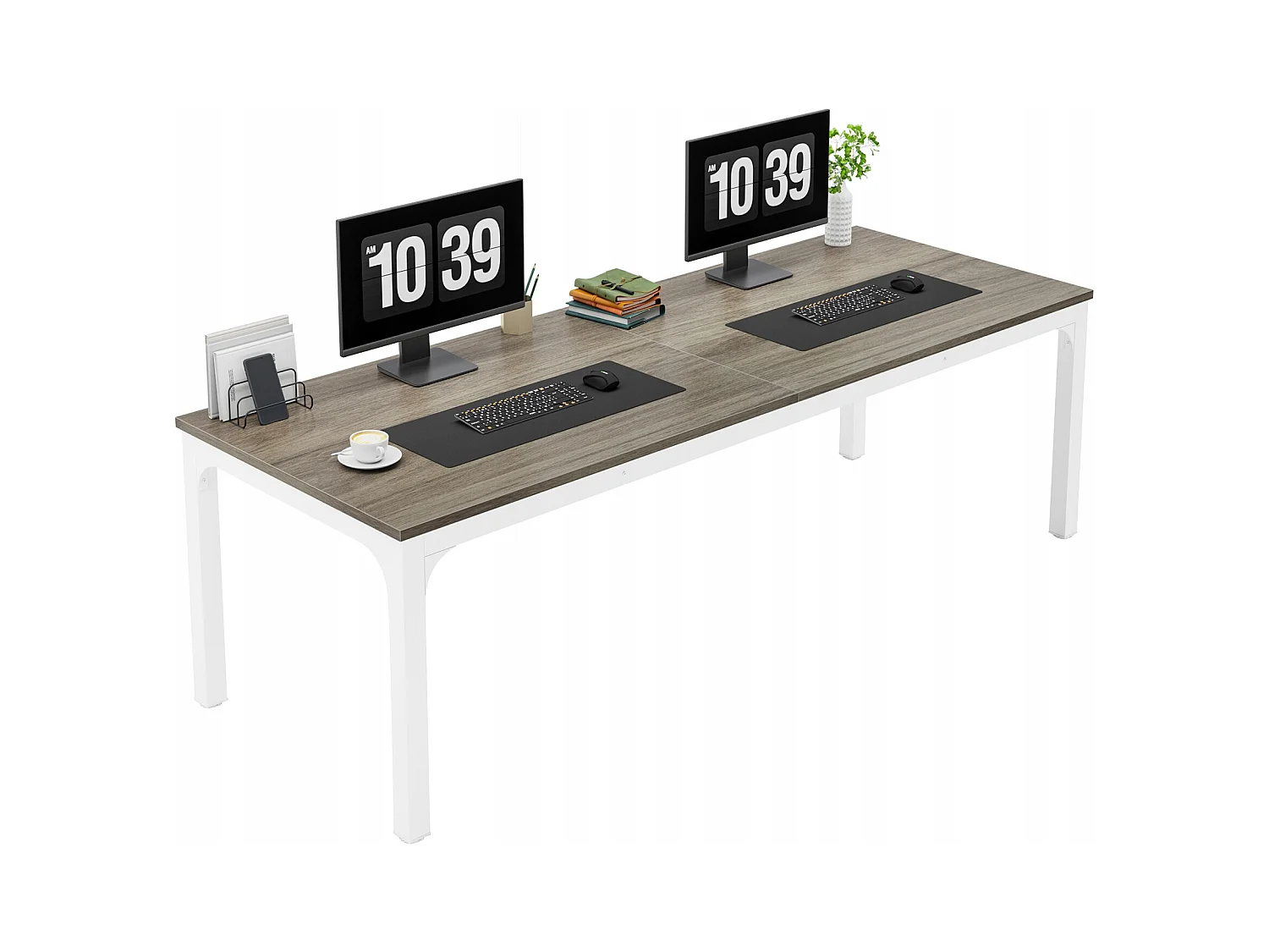 Bureau Informatique, Bureau pour Ordinateur Portable, Table d’étude, Table d'ordinateur Portable, Double Bureau Long, 200 x 70 x 75 cm