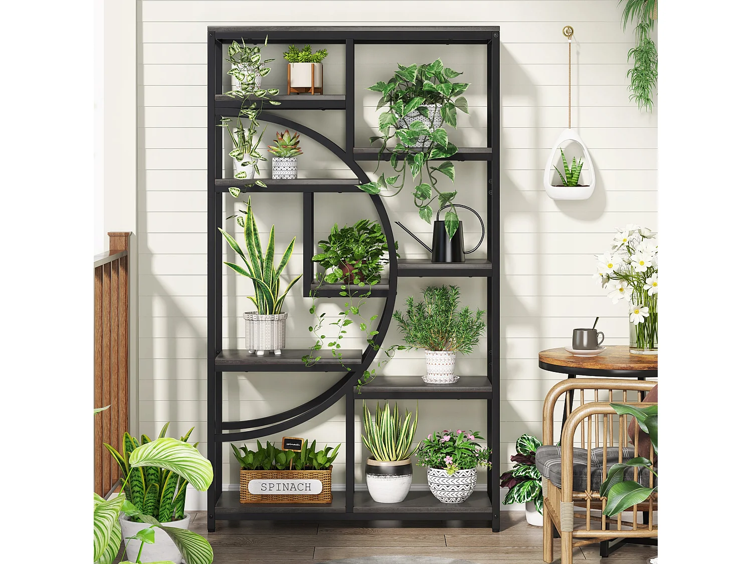 5-poziomowy regał industrialny, wolnostojący, duża półka do przechowywania z 9 otwartymi półkami do salonu lub sypialni