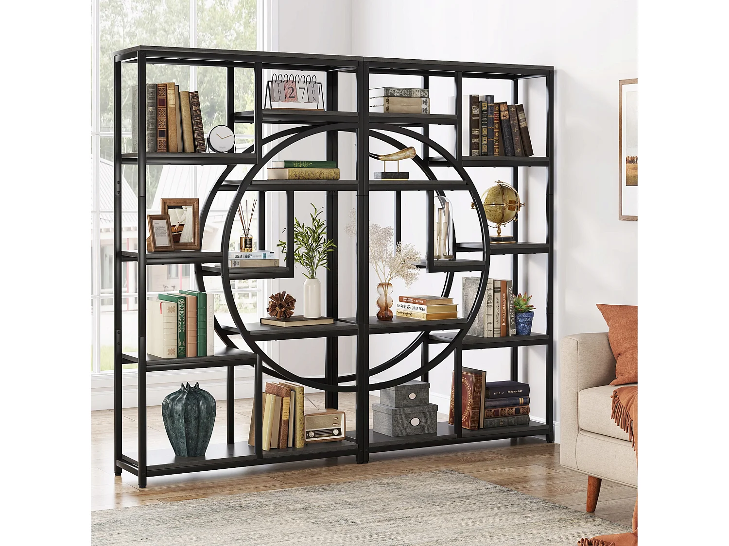 5-poziomowy regał industrialny, wolnostojący, duża półka do przechowywania z 9 otwartymi półkami do salonu lub sypialni