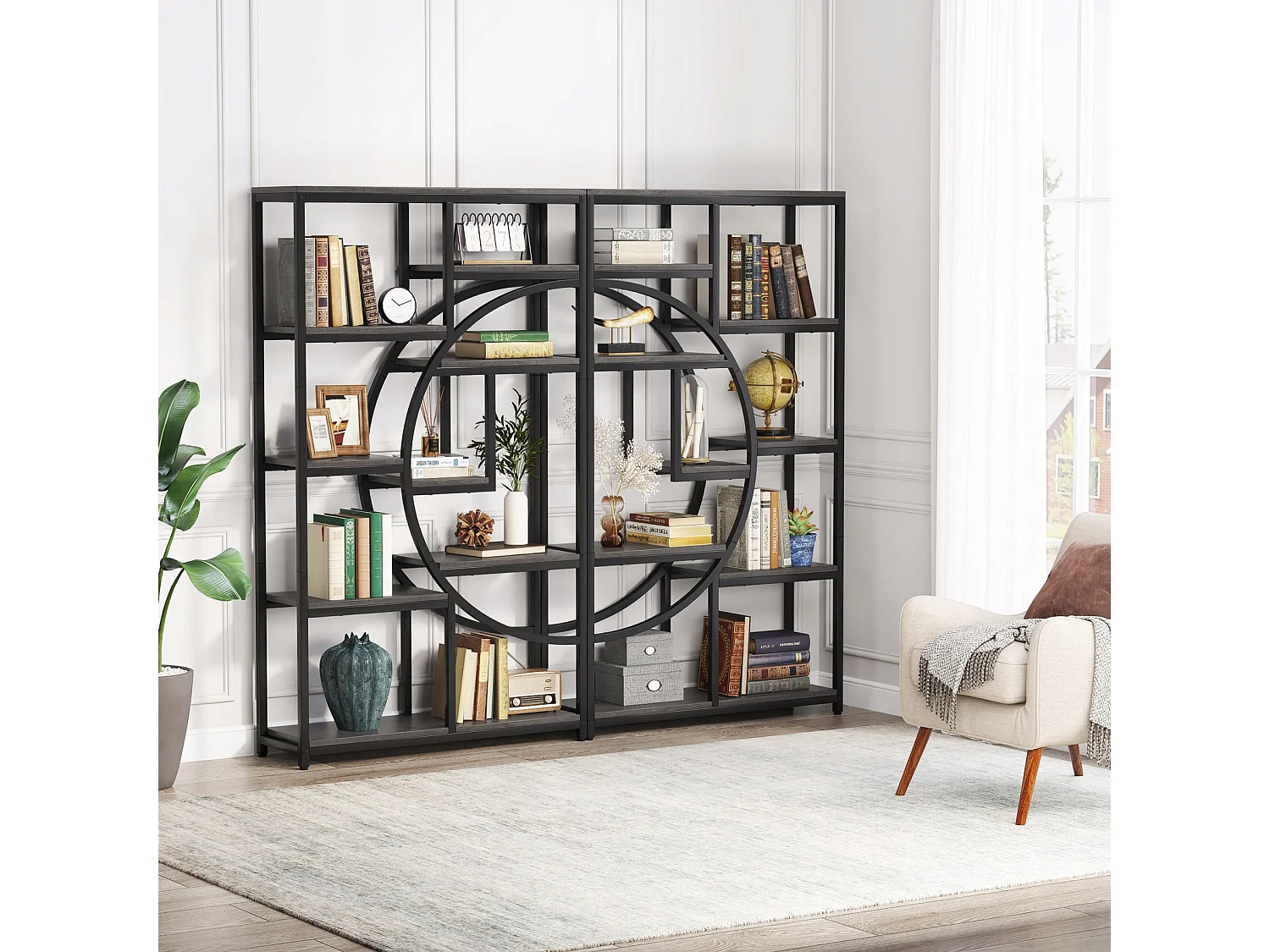 5-poziomowy regał industrialny, wolnostojący, duża półka do przechowywania z 9 otwartymi półkami do salonu lub sypialni