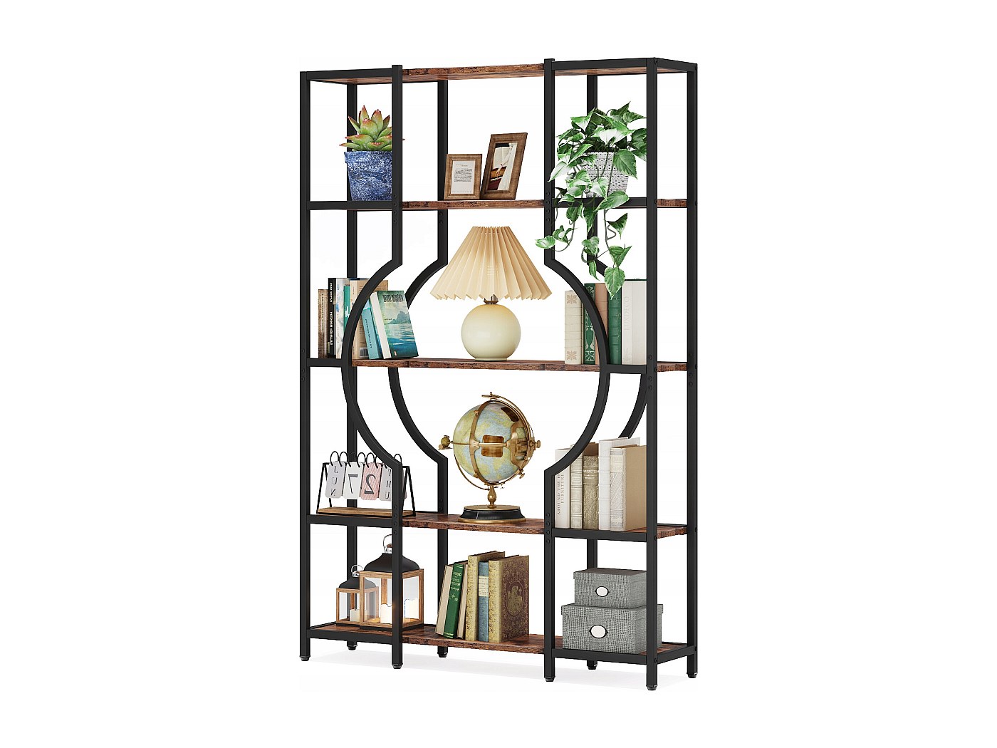 VASAGLE Étagère 6 Niveaux, Bibliothèque, Meuble de Rangement, pour Bureau, 30 x 40 x 187,5 cm, Marron Rustique et Noir d'encre - Maison