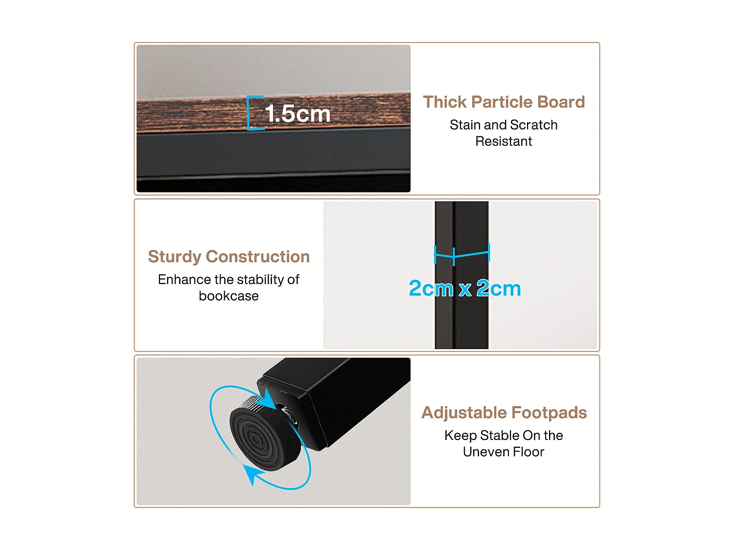 Bibliothèque Industrielle à 5 Niveaux, Haute bibliothèque Autonome avec étagère de Rangement à 9 Ouvertures pour Salon