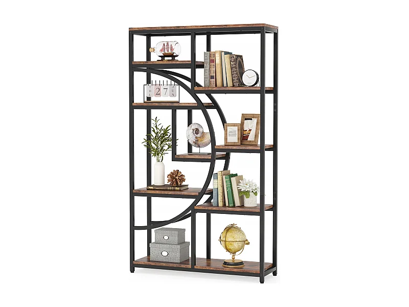 Estante industrial de 5 níveis, estante alta independente com 9 prateleiras de arrumação abertas para sala de estar, quarto, escritório em casa