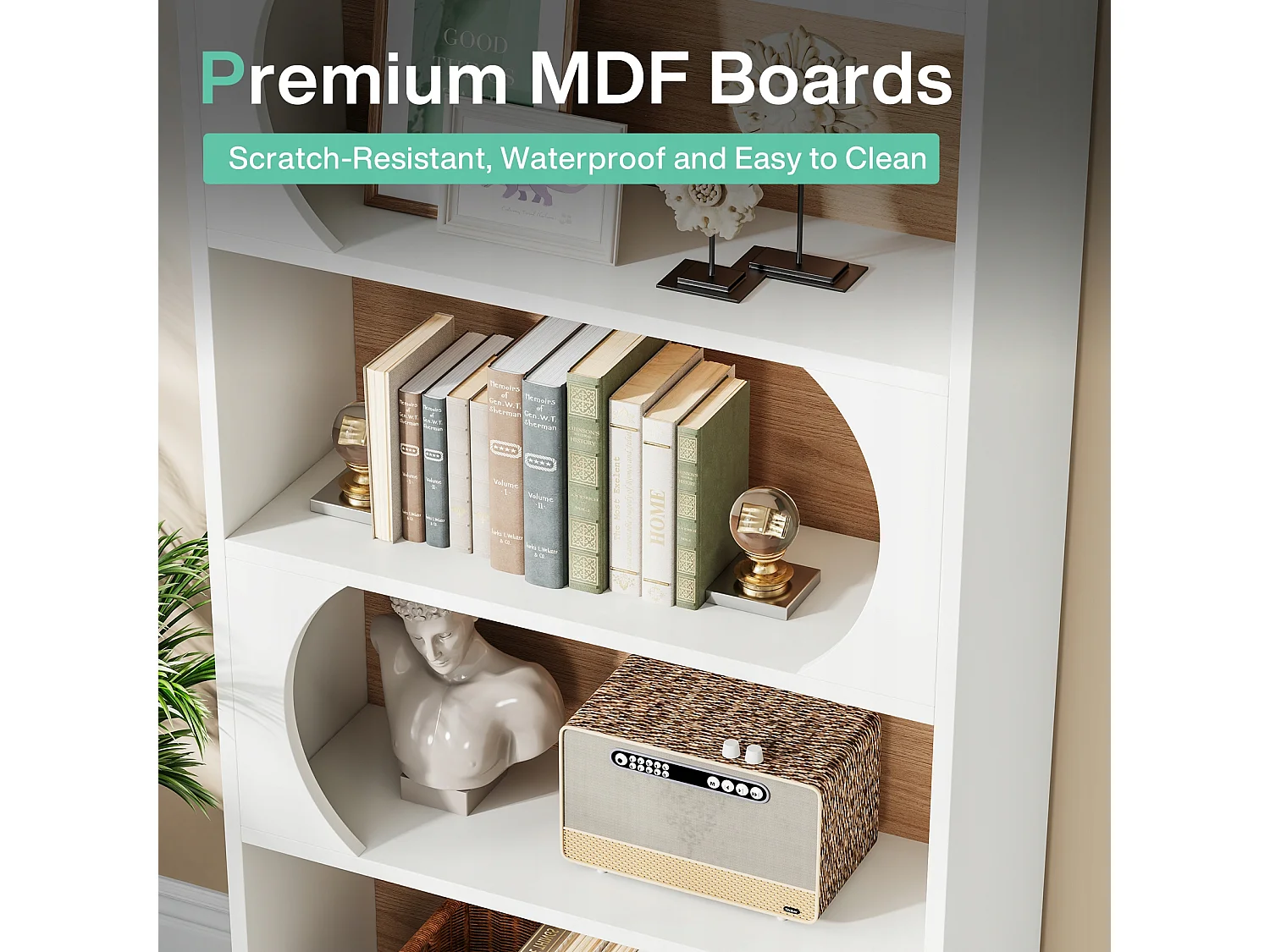 Tribesigns Bibliothèque à 5 Niveaux, 180CM Étagères de Rangement, Grande Bibliothèque Cubique Ouverte, Étagères d'Affichage en Bois pour Chambre à Coucher, Salon, Bureau, Blanc et Noyer