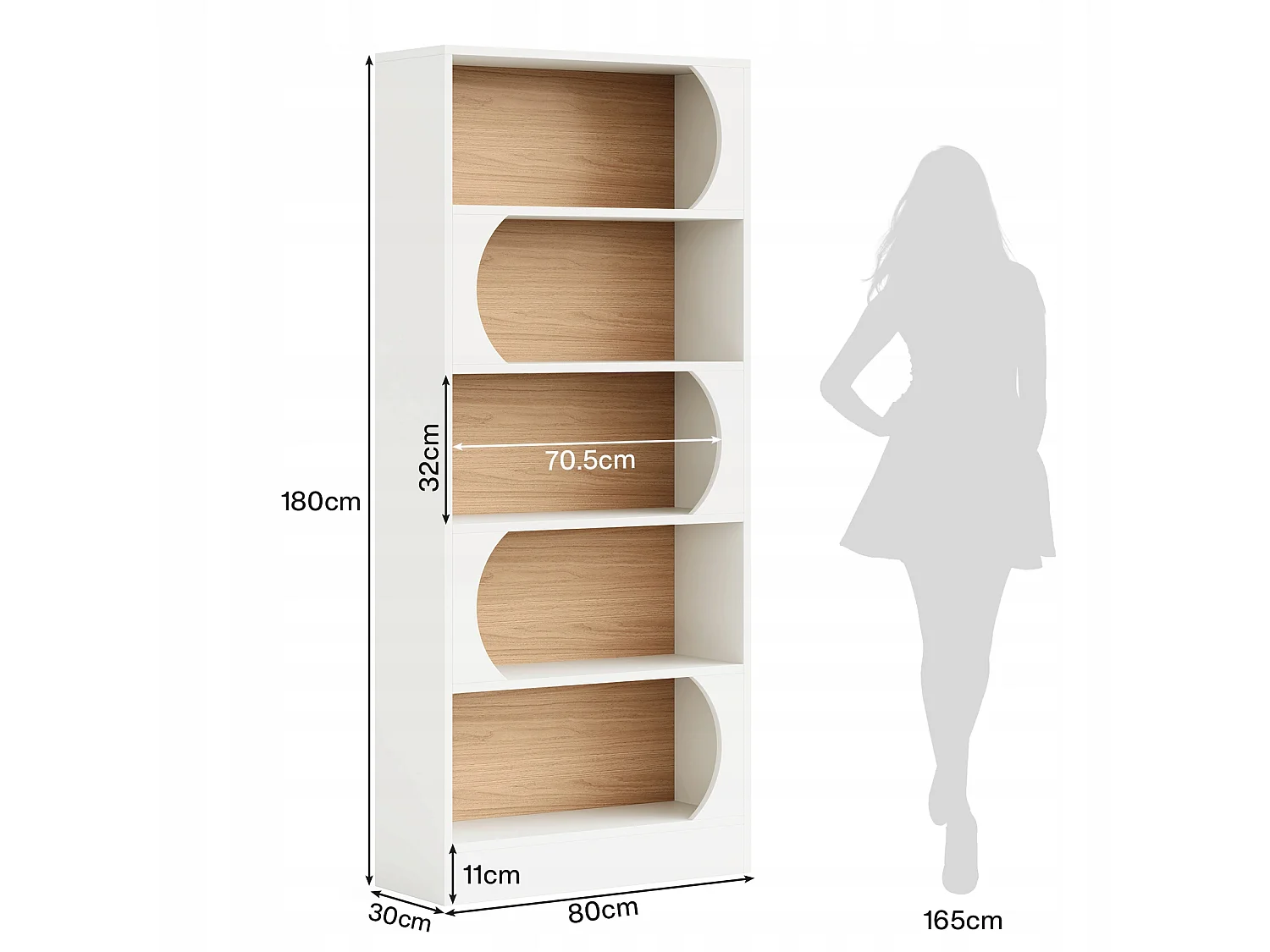 Tribesigns 5-laags boekenkast, 180CM opbergplanken, grote open kubus boekenkast, houten displayplanken voor slaapkamer, woonkamer, kantoor, wit en walnoot