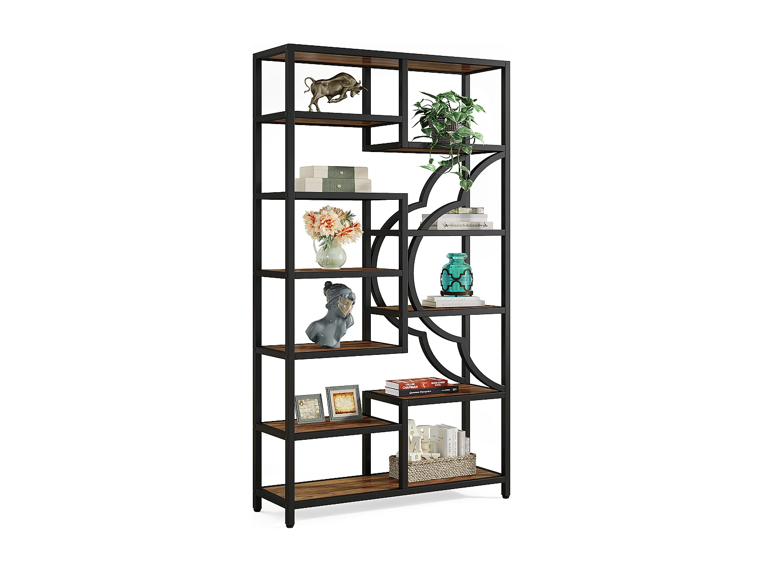 Bibliothèque Industrielle à 6 Niveaux, Bibliothèque de 190 cm de Hauteur avec 11 Étagères de Rangement Ouvertes