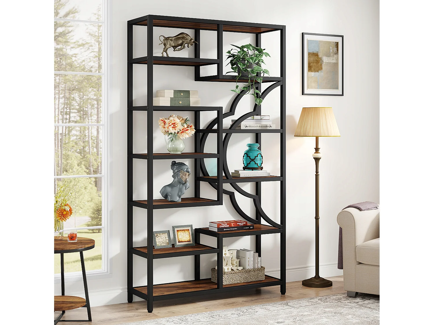 Bibliothèque Industrielle à 6 Niveaux, Bibliothèque de 190 cm de Hauteur avec 11 Étagères de Rangement Ouvertes