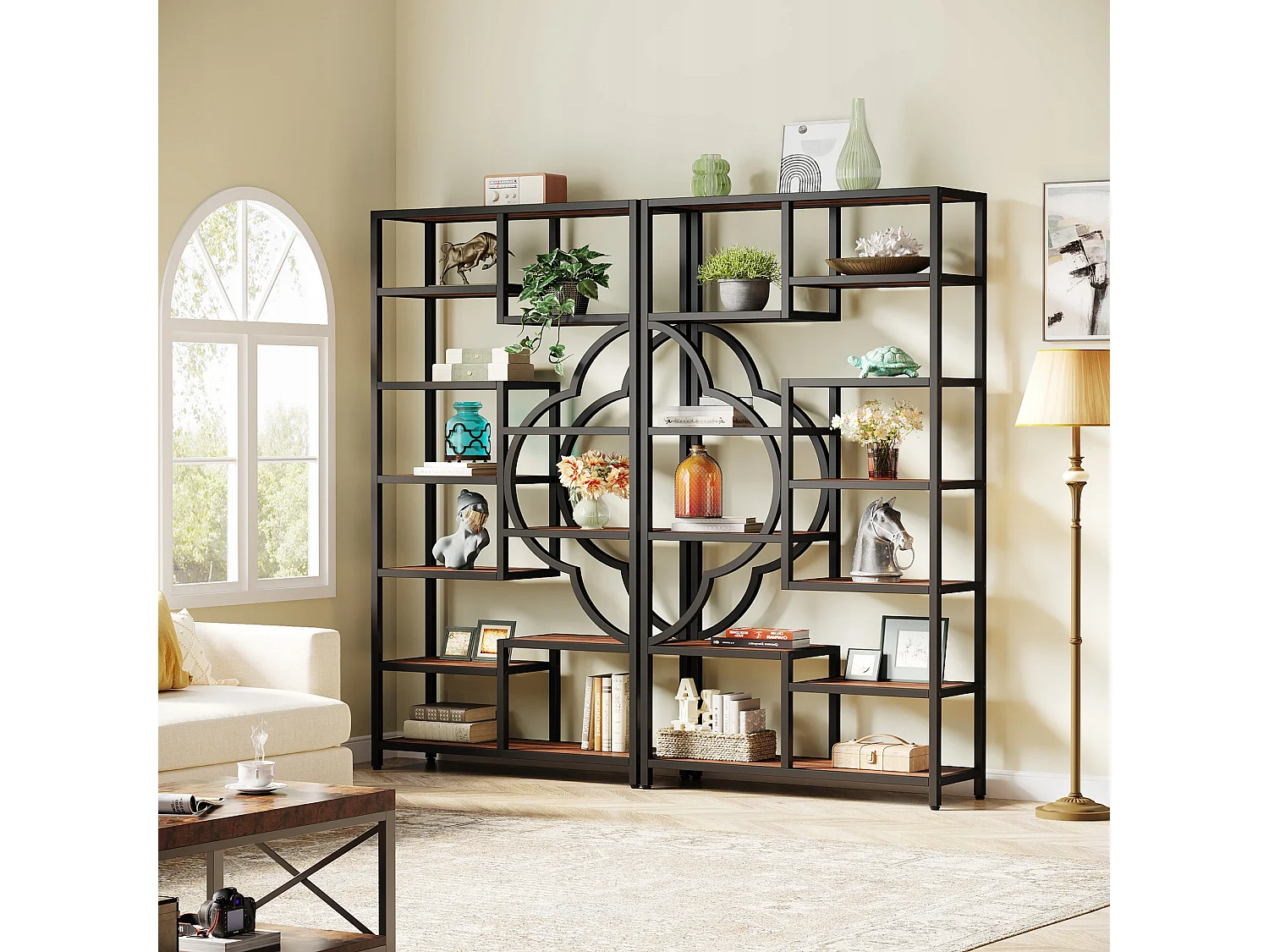 Bibliothèque Industrielle à 6 Niveaux, Bibliothèque de 190 cm de Hauteur avec 11 Étagères de Rangement Ouvertes