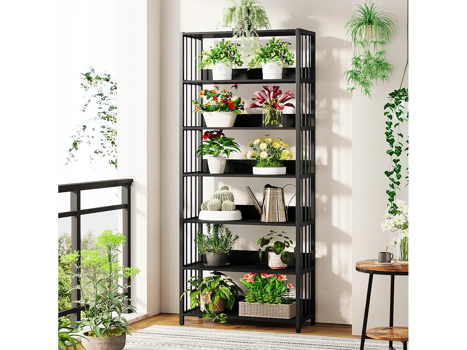 6-Schubfach-Regal, schmales, 190 cm hohes Bücherregal, unabhängiges Regal, 70 x 30 x 190 cm (schwarz)