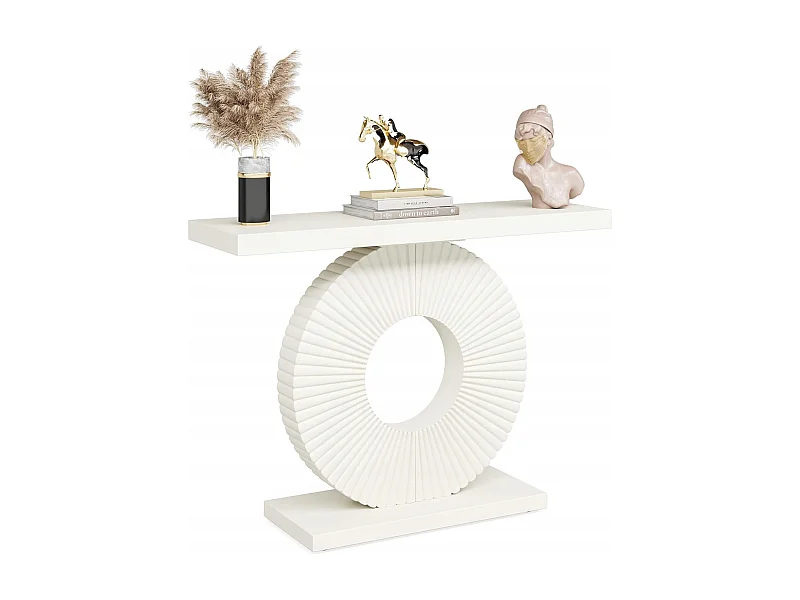Table Console, Meuble d'Entrée avec Base Circulaire en Forme, Table d'Entrée de 100cm pour entrée Salon, Couloir, 100 x 30 x 79 cm, Blanc