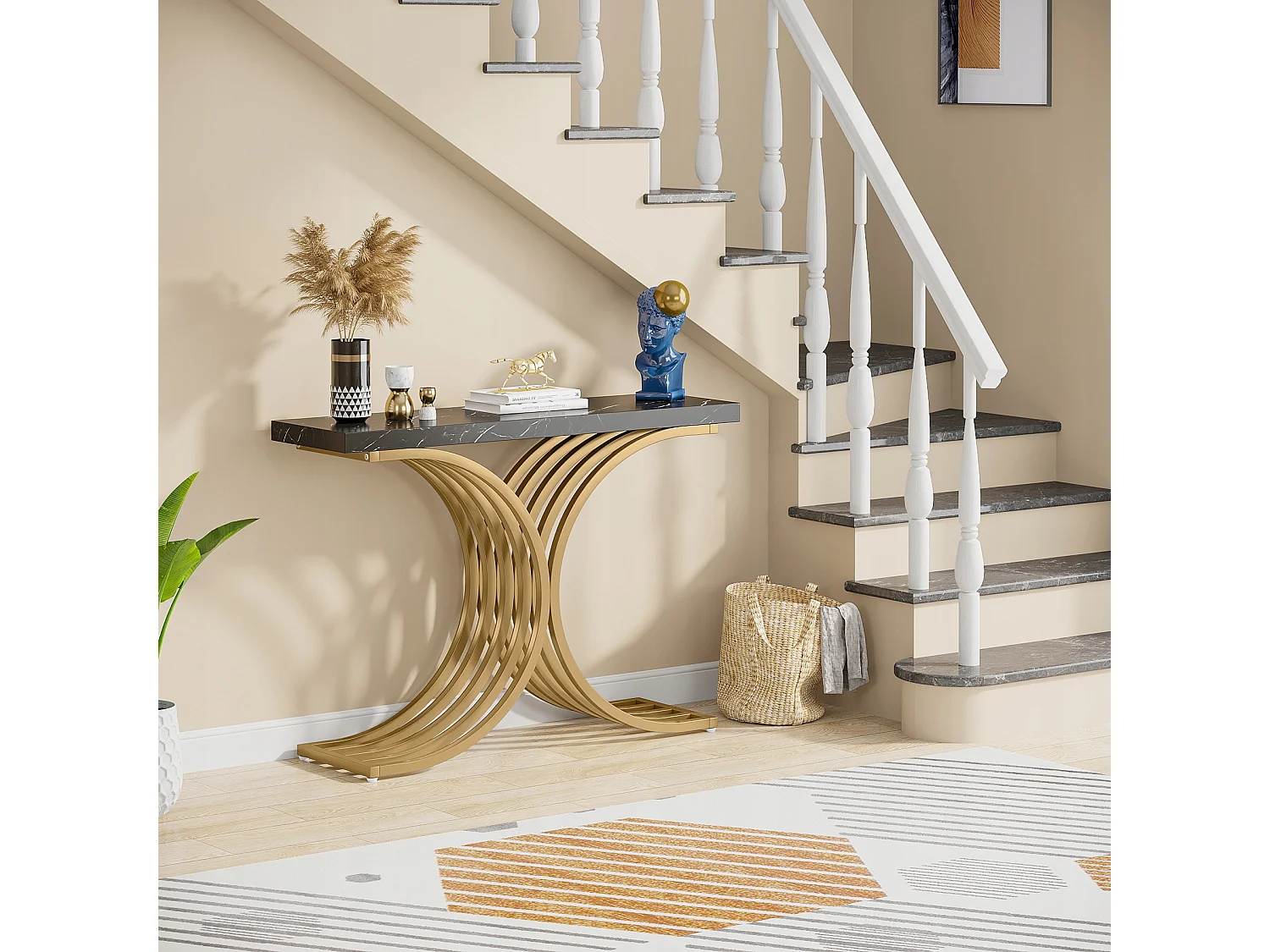 Console Meuble, Table Console Blanche Meuble, 100 x 30 x 80 cm Petite Table de Présentation (Noir)