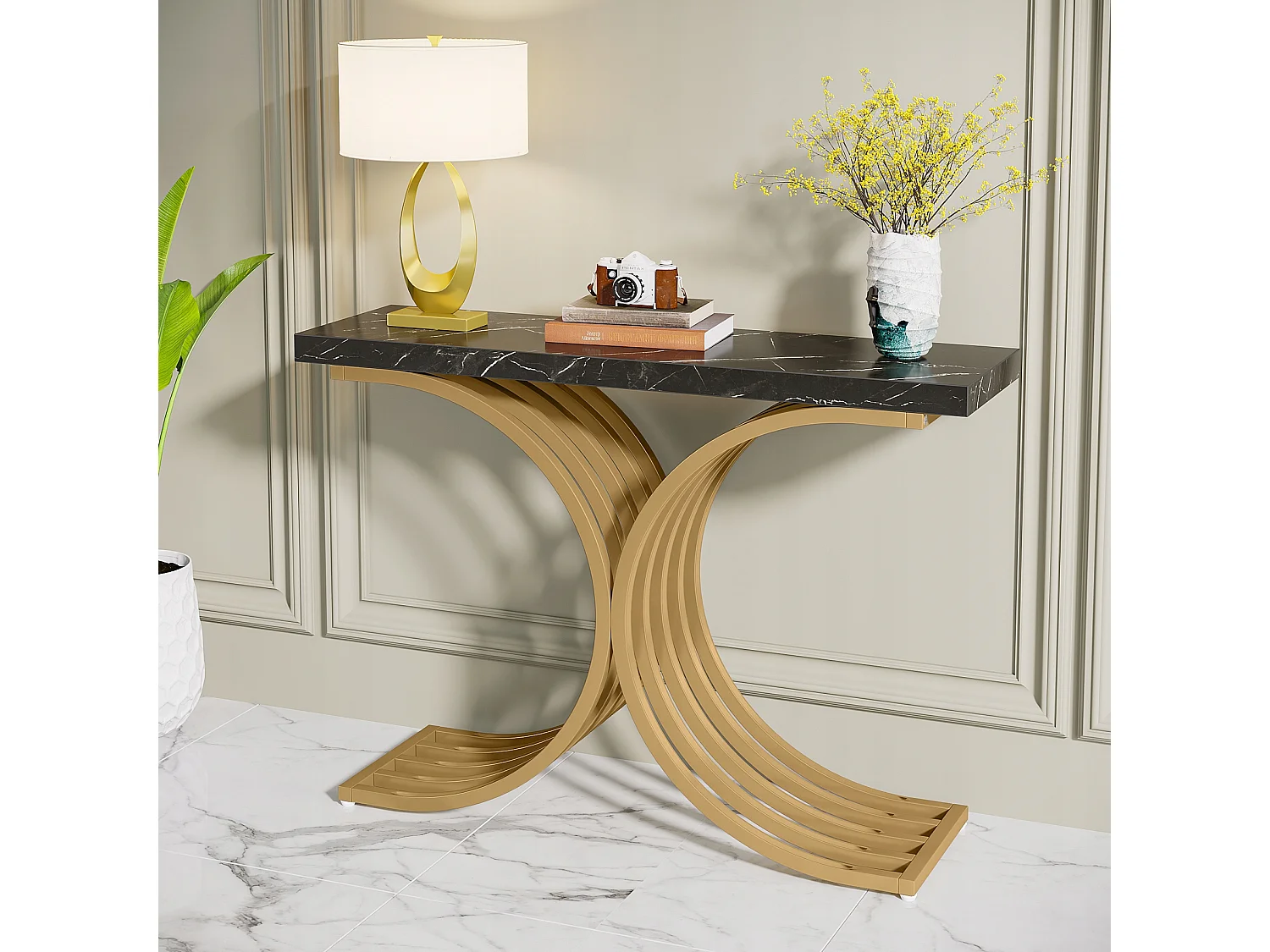 Console Meuble, Table Console Blanche Meuble, 100 x 30 x 80 cm Petite Table de Présentation (Noir)