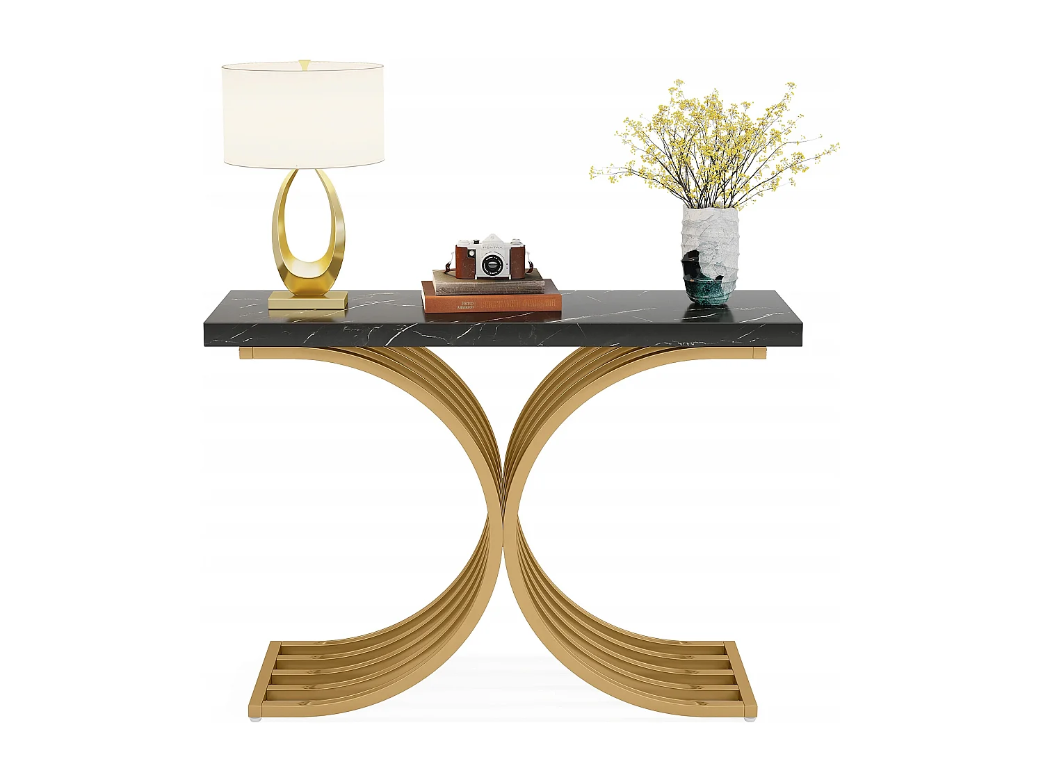 Console Meuble, Table Console Blanche Meuble, 100 x 30 x 80 cm Petite Table de Présentation (Noir)