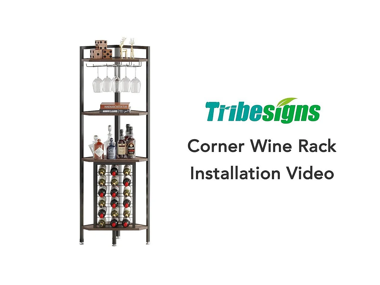 Casier à Vin, Étagère à vin d'angle avec Support en Verre et étagères de Rangement, Casier à vin Bouteilles pour Bar à vin, Cuisine, Salle à Manger, Gris