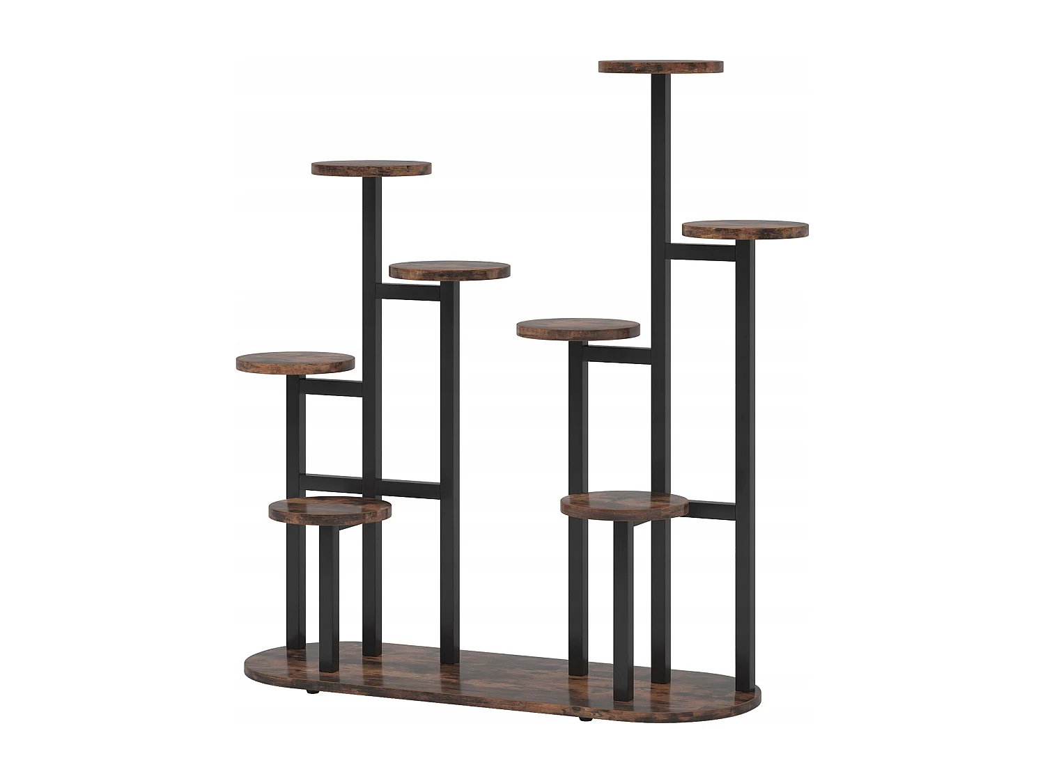 Multi-Tier Indoor Plantenstandaard voor 11 Bloempotten, Opbergrek voor Tuin, Balkon, Woonkamer, Rustiek Bruin