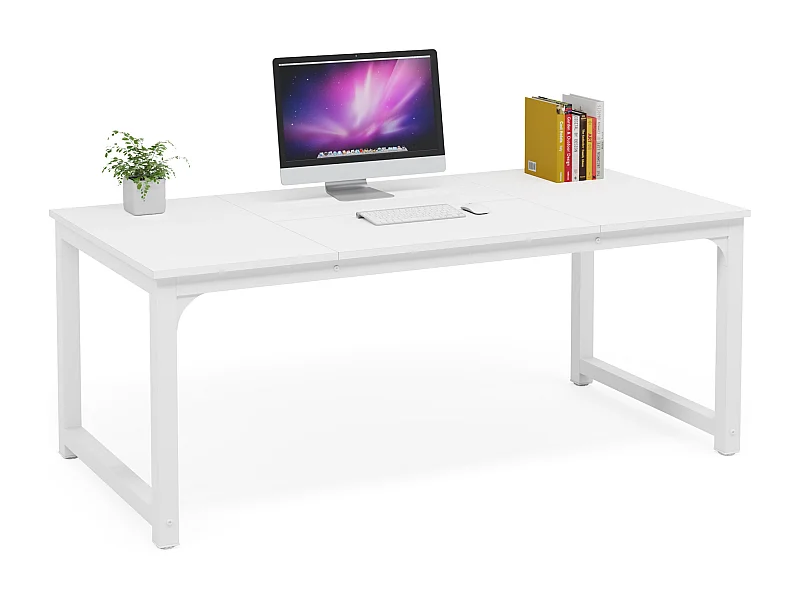 Escritorio para portátil, mesa, mesa de estudio para teletrabajo, puesto de trabajo para oficina, dormitorio, fácil montaje (blanco, 160 x 80 x 75 cm)