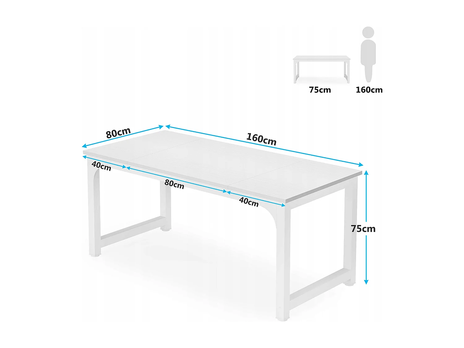Bureau pour Ordinateur Portable,Table, Bureau d’étude pour Le télétravail, Poste de Travail pour Bureau, Chambre, Facile à Monter, Blanc