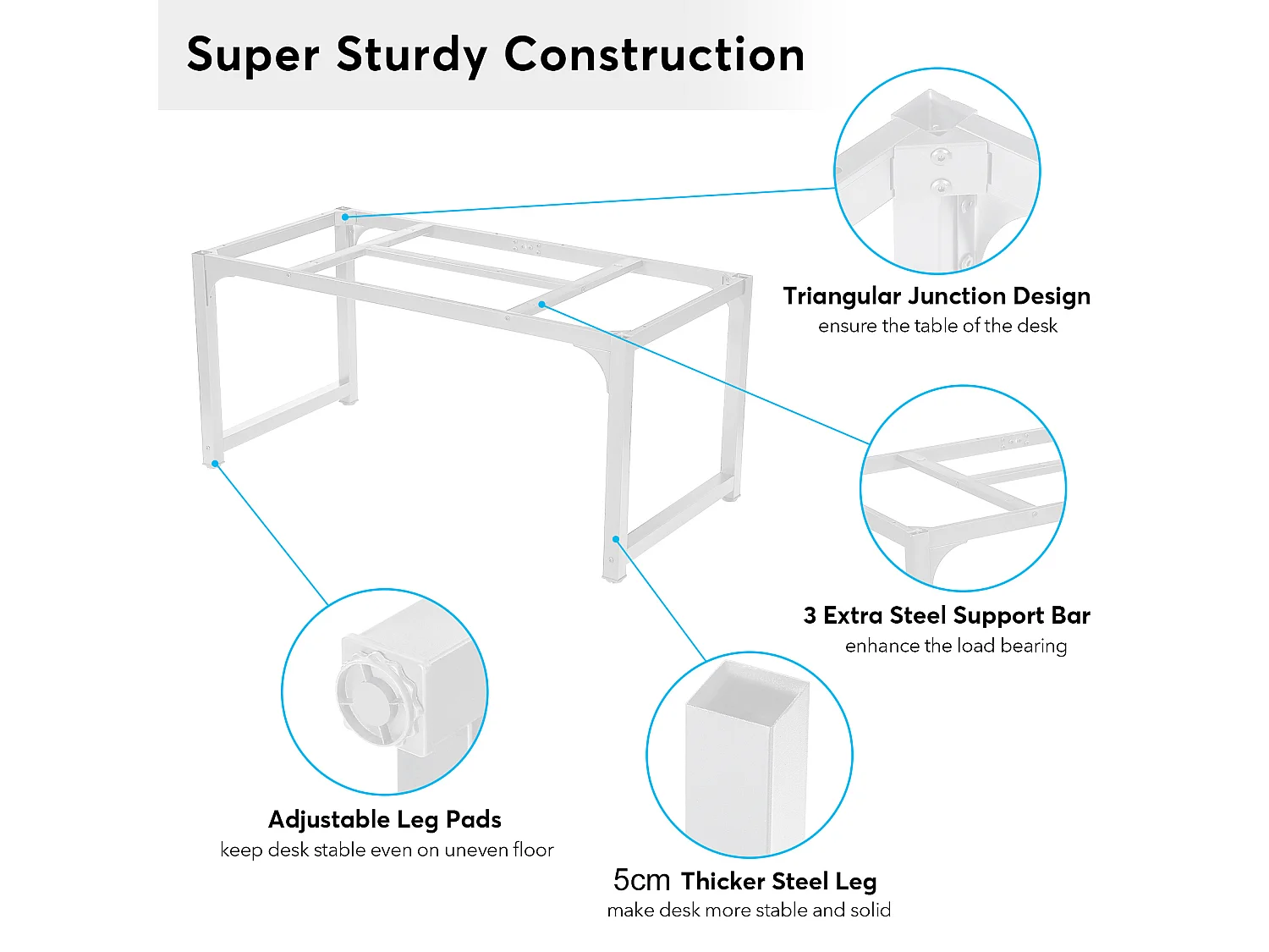 Bureau pour Ordinateur Portable,Table, Bureau d’étude pour Le télétravail, Poste de Travail pour Bureau, Chambre, Facile à Monter, Blanc